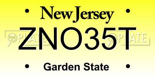 ZNO35T New Jersey License Plate