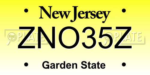 ZNO35Z New Jersey License Plate