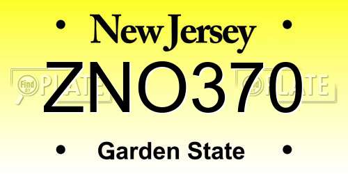 ZNO370 New Jersey License Plate