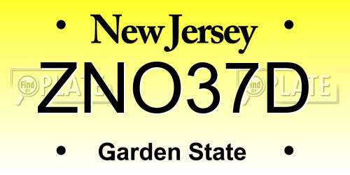 ZNO37D New Jersey License Plate