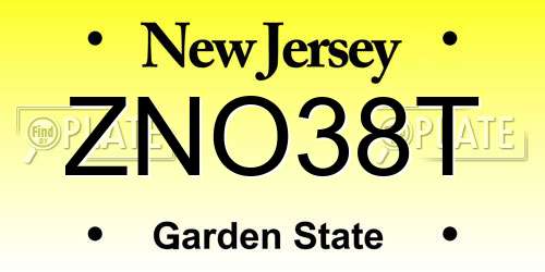 ZNO38T New Jersey License Plate
