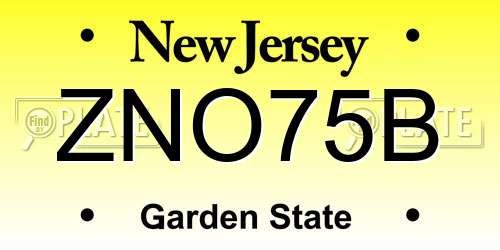 ZNO75B New Jersey License Plate