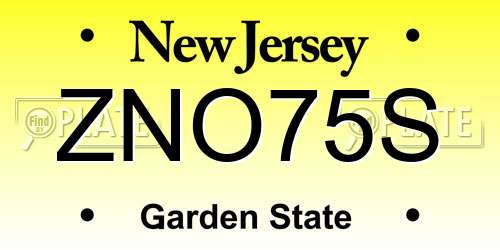 ZNO75S New Jersey License Plate