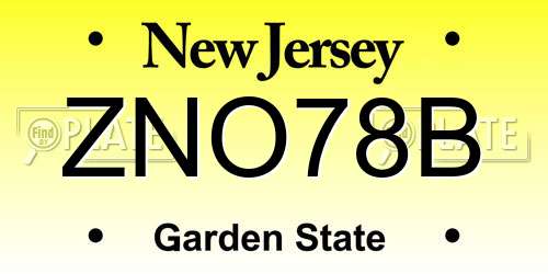 ZNO78B New Jersey License Plate