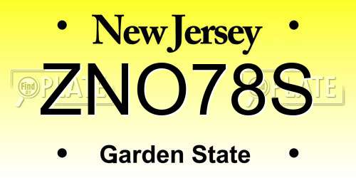 ZNO78S New Jersey License Plate