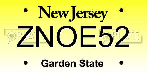 ZNOE52 New Jersey License Plate