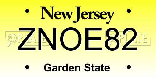 ZNOE82 New Jersey License Plate