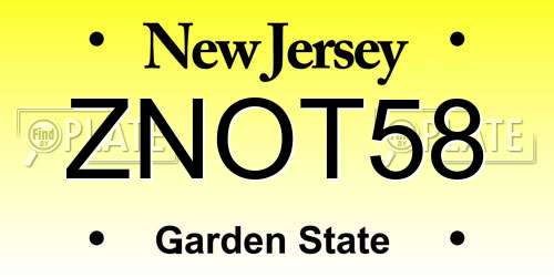 ZNOT58 New Jersey License Plate