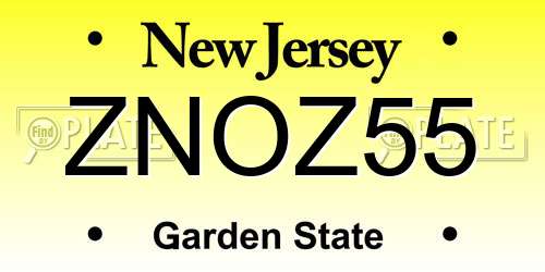 ZNOZ55 New Jersey License Plate