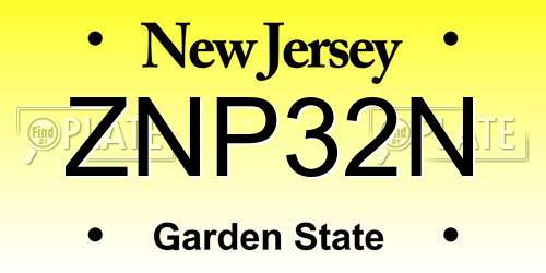 ZNP32N New Jersey License Plate
