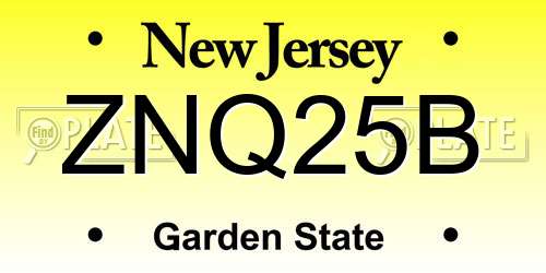 ZNQ25B New Jersey License Plate