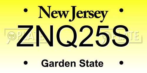 ZNQ25S New Jersey License Plate