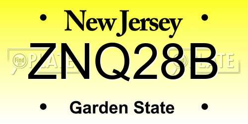 ZNQ28B New Jersey License Plate