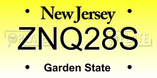 ZNQ28S New Jersey License Plate