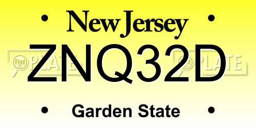 ZNQ32D New Jersey License Plate