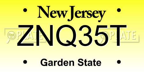 ZNQ35T New Jersey License Plate