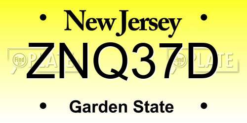 ZNQ37D New Jersey License Plate