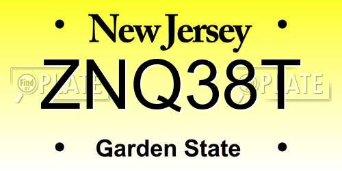 ZNQ38T New Jersey License Plate