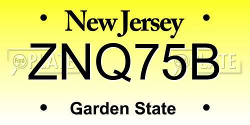 ZNQ75B New Jersey License Plate