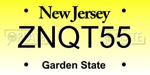 ZNQT55 New Jersey License Plate