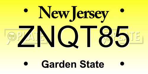 ZNQT85 New Jersey License Plate
