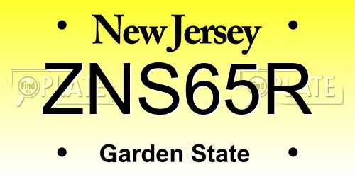 ZNS65R New Jersey License Plate