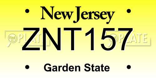 ZNT157 New Jersey License Plate