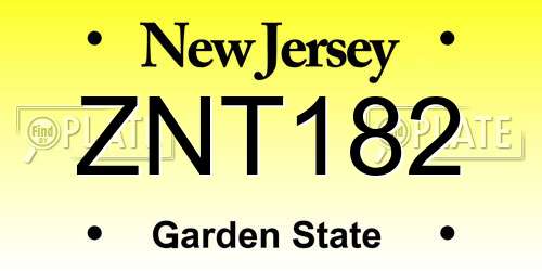 ZNT182 New Jersey License Plate