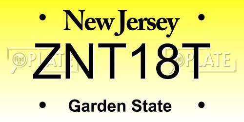 ZNT18T New Jersey License Plate
