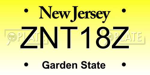 ZNT18Z New Jersey License Plate
