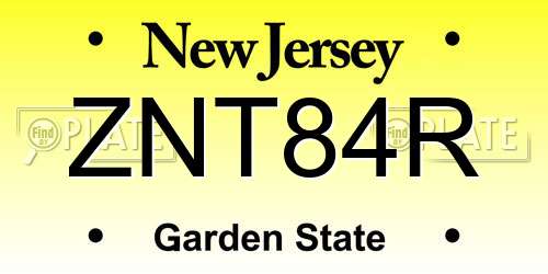 ZNT84R New Jersey License Plate