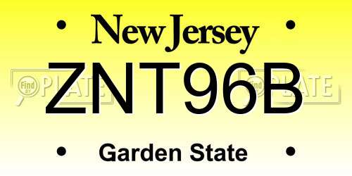 ZNT96B New Jersey License Plate