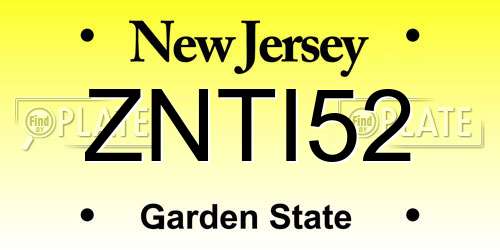ZNTI52 New Jersey License Plate