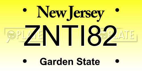 ZNTI82 New Jersey License Plate