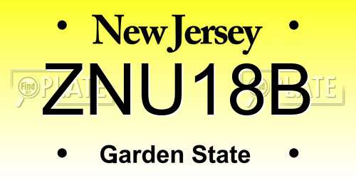 ZNU18B New Jersey License Plate