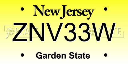 ZNV33W New Jersey License Plate