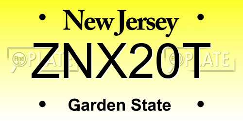 ZNX20T New Jersey License Plate