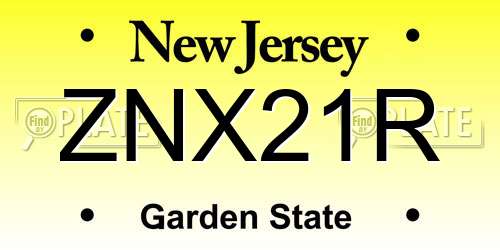 ZNX21R New Jersey License Plate