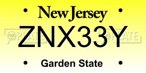 ZNX33Y New Jersey License Plate