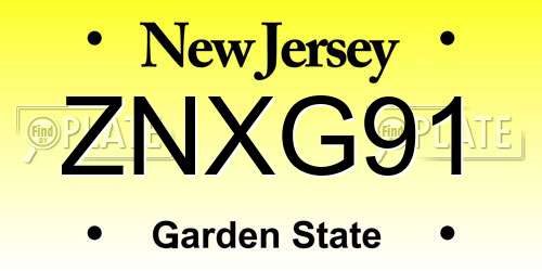 ZNXG91 New Jersey License Plate