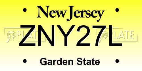 ZNY27L New Jersey License Plate