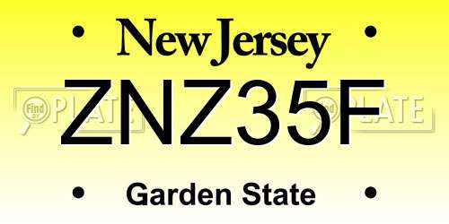 ZNZ35F New Jersey License Plate