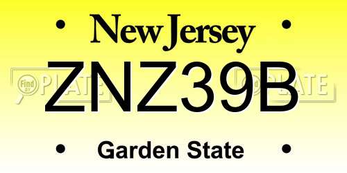 ZNZ39B New Jersey License Plate