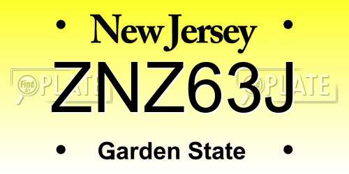 ZNZ63J New Jersey License Plate