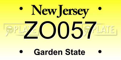 ZO057 New Jersey License Plate