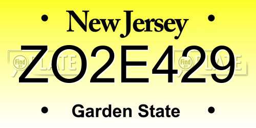 ZO2E429 New Jersey License Plate