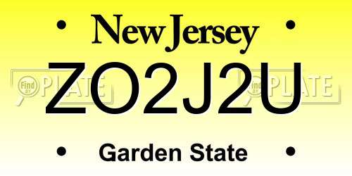 ZO2J2U New Jersey License Plate