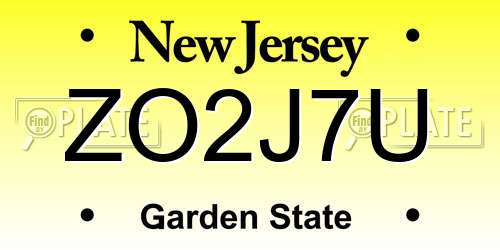 ZO2J7U New Jersey License Plate