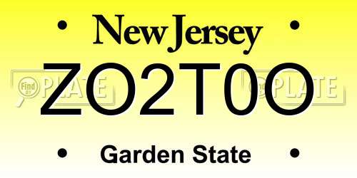 ZO2T0O New Jersey License Plate
