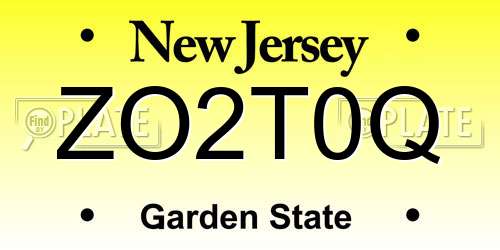 ZO2T0Q New Jersey License Plate